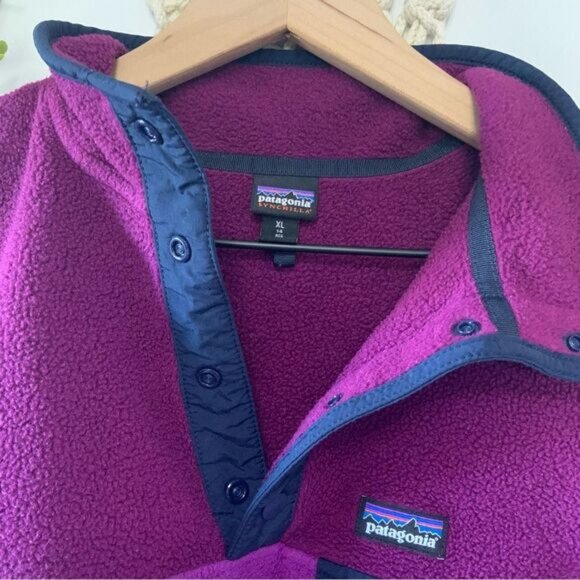 PATAGONIA Snap-T Synchilla Fleece Pullover Purple Girl’s Size XL 14 - Picture 4 of 14